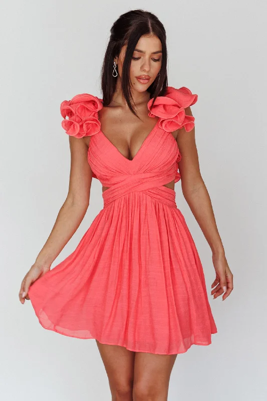 Ethereal eleganceAdagio Lace-Up Back Mini Dress Flamingo