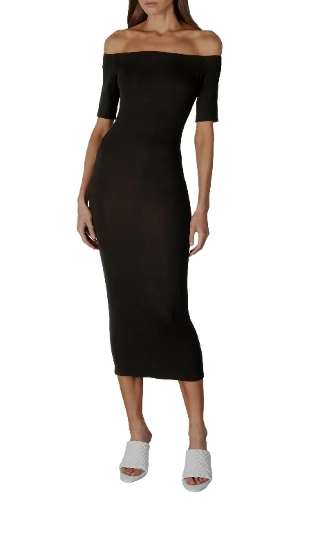 80s-inspiredSilk Knit Dress In Black