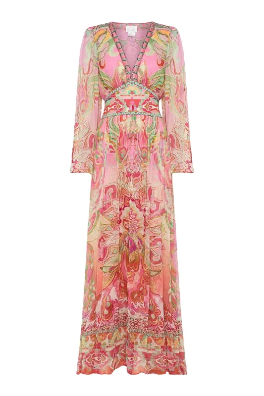 Cutout-detailedWomen's Flared Sleeve Dress In Tea With Tuchinski
