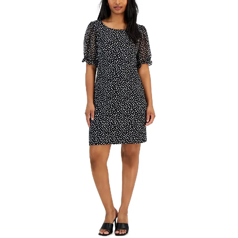 Parisian classicConnected Apparel Womens Petites Sheer Sleeve Jersey Sheath Dress