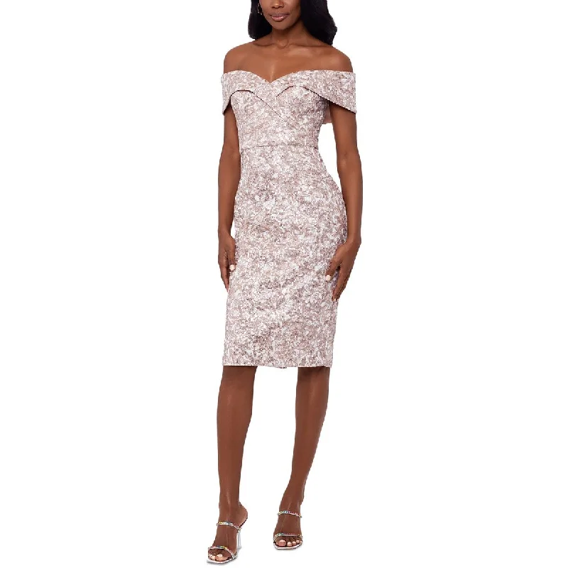 Royal-worthyXscape Womens Sequined Knee-e Sheath Dress