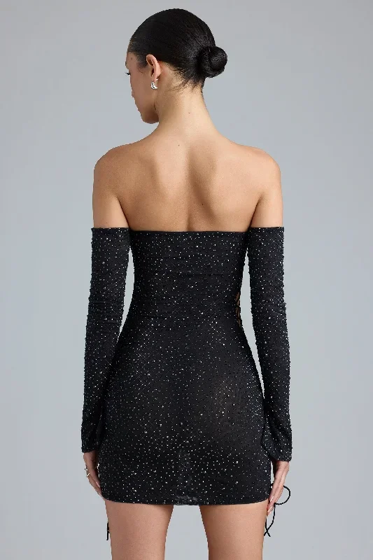jade-embellished-lace-up-mini-dress-black
