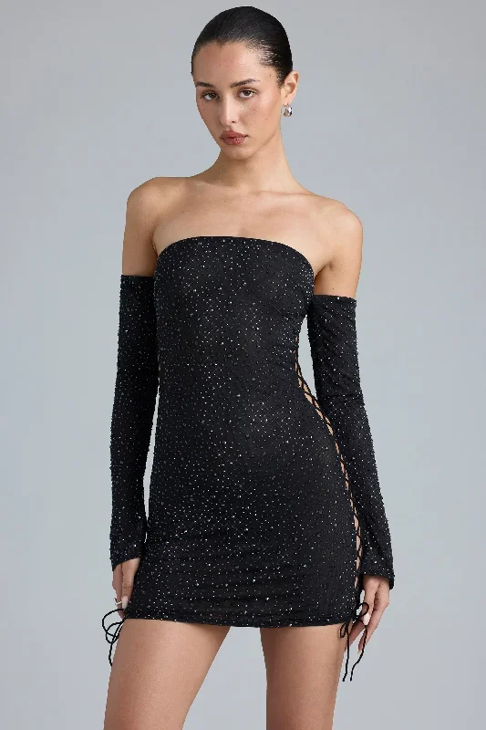 jade-embellished-lace-up-mini-dress-black