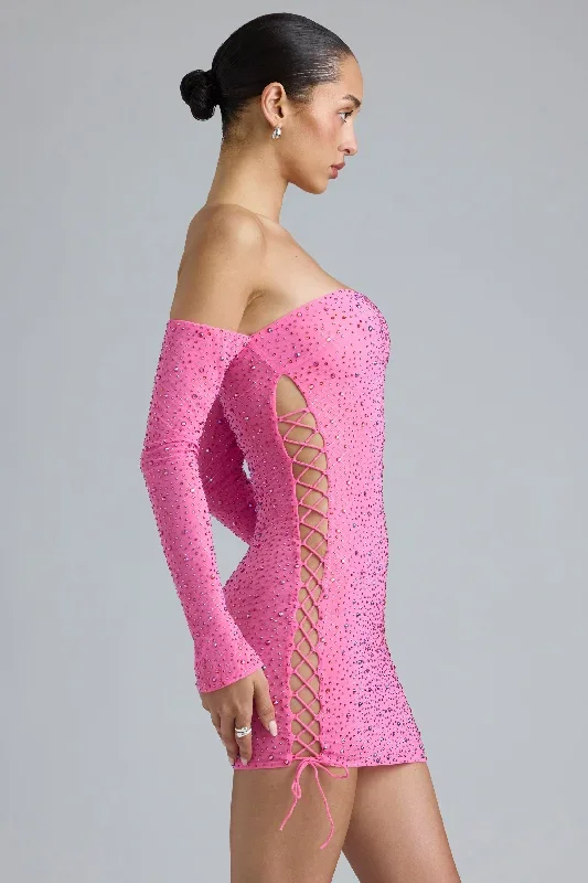 jade-embellished-lace-up-mini-dress-bubblegum-pink