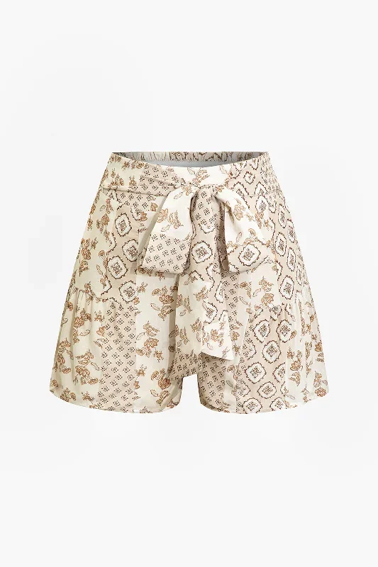 Floral Print Bow-Tie Shorts