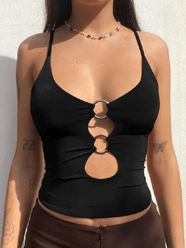 O Ring Cutout Crop Cami Top