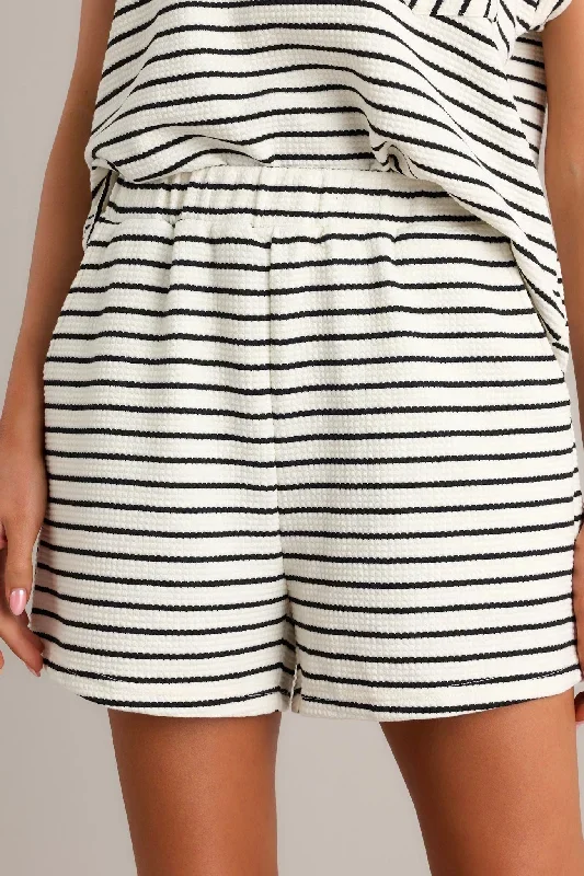Obsidian Outlines Black Stripe Cotton Blend Shorts