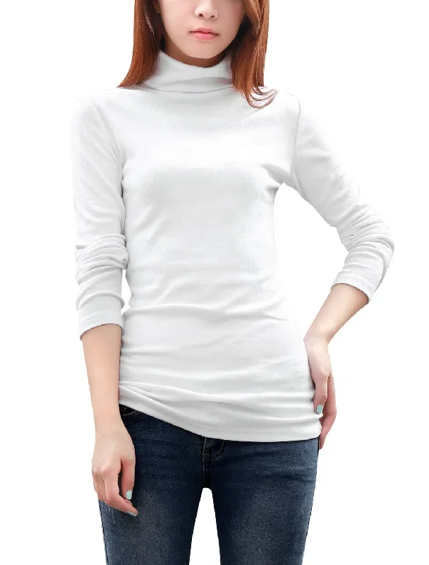 Basic Long Sleeve Turtleneck Slim Fit Pullover Tee Top