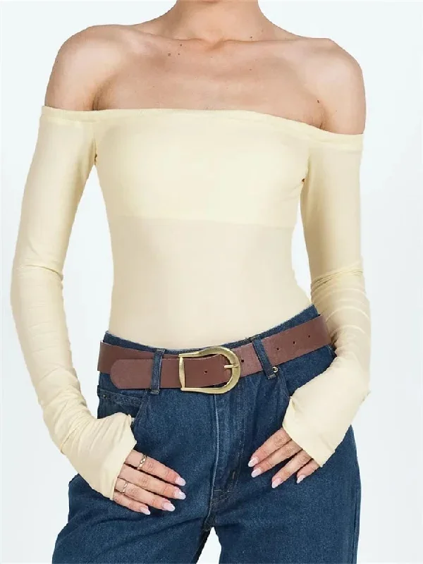 slash-neck-slim-fit-casual-solid-color-long-sleeve-off-shoulder-clubwear-spring-autumn-tee